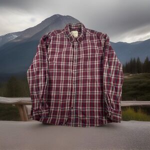 St. John's Bay Flannel Men's XL Red Shirt Plaid 100% cotton Ranch